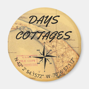 Imã Dias de Cottages Map com Magnet de Coordenadas