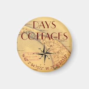 Imã Dias de Cottages Map com Magnet de Coordenadas