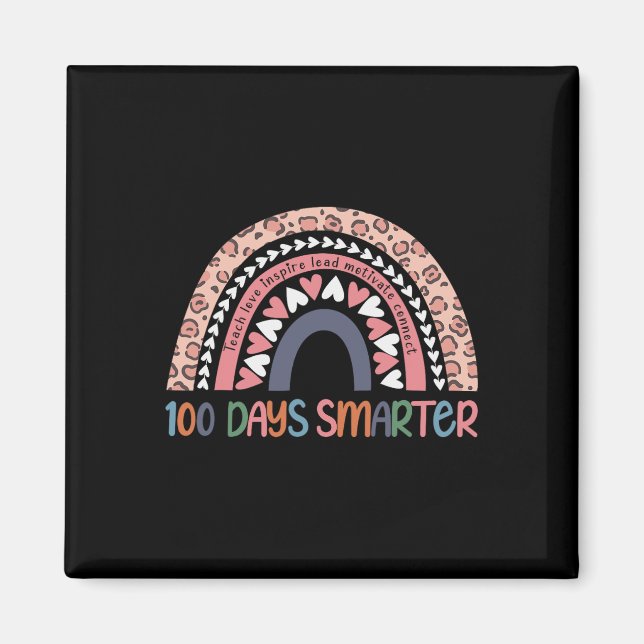 Imã Dias Mais Inteligentes Corações Arco-Íris 100º Dia (Frente)