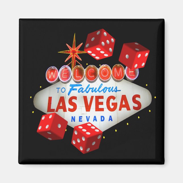 Imã Dice Players Lucky Las Vegas Magnet (Frente)