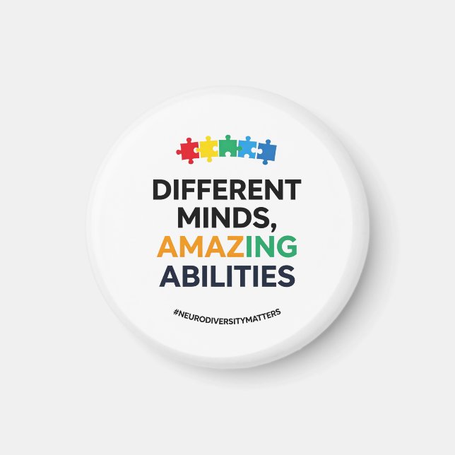 Imã Different Minds Amazing Abilities Awareness Art (Frente)