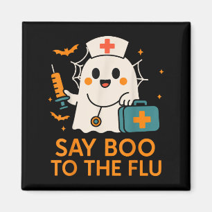 Imã Diga Boo À Enfermeira De Gripe Vacina De Halloween