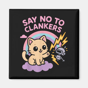 Imã Diga Não aos Clankers Anti-Ai Robôs Gatinho Fofo C