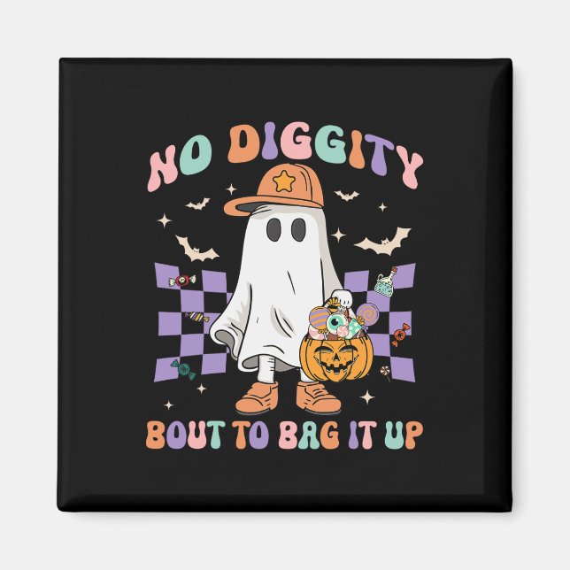 Imã Diggy Bout Bag It Up Ghost Halloween Kid (Frente)