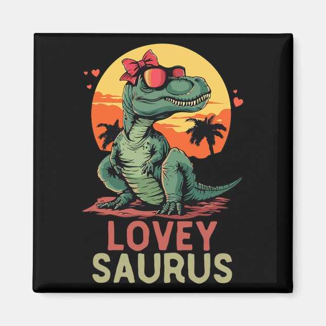 Imã Dino Dinosaur Lovey-saurus T-rex Funny Trex (Frente)