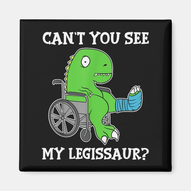 Imã Dino Funny Get Well Broken Leg Gift Dinosaur With  (Frente)