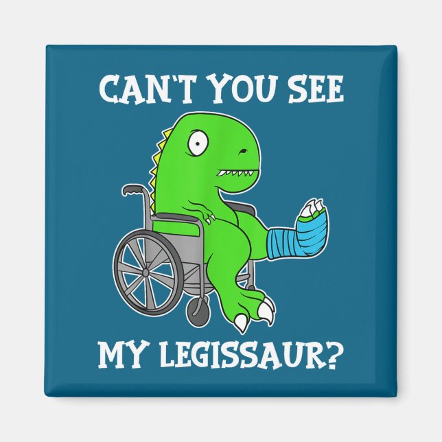 Imã Dino Funny Get Well Broken Leg Gift Dinosaur With  (Frente)