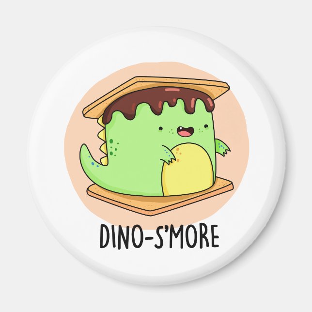 Imã Dino-Smore Engraçado Dinossaur Smore Pun (Frente)