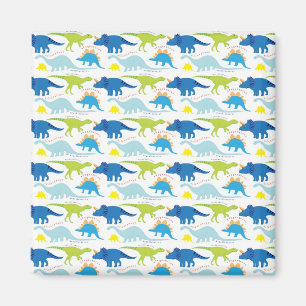 Imã Dinos Dino de Padrão Azul e Verde Designs Dinossu