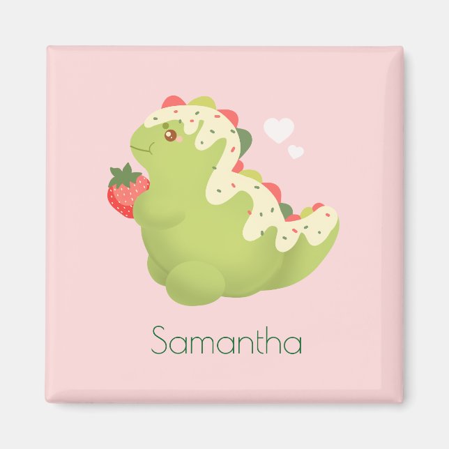 Imã Dinosaur de Matcha de Morango  (Frente)