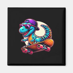 Imã Dinosaur Riding Skateboard T-rex Dino Skate Engraç
