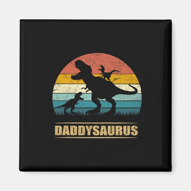 Imã Dinossaur Daddysaurus 2 Duas Crianças Dia de os pa (Frente)