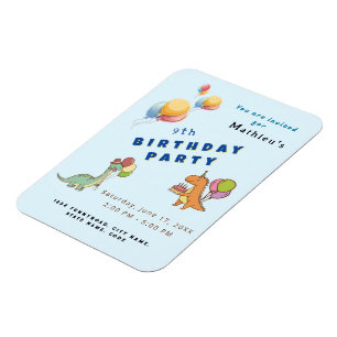 Ímã Dinossaur dino party aniversário de criança azul e