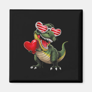 Imã Dinossaur Trex Segurando Coração Vestindo Sungl Va