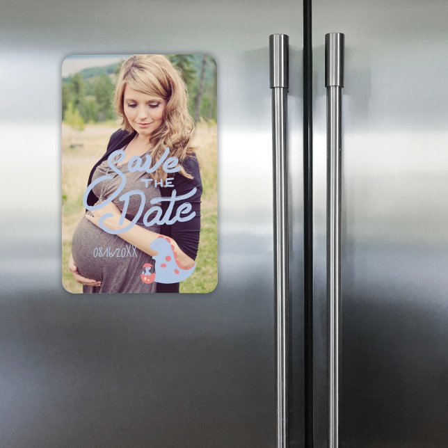 Ímã Dinossaur Whimsical Chá de fraldas Salve a Data (Dinosaur Whimsical Baby Shower Save the Date Magnet)