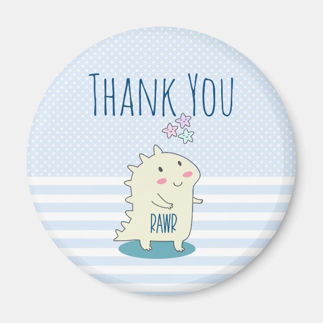 Imã Dinossauro Amarelo bonito com estrelas felizes Obr (Frente)