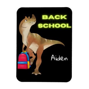Ímã Dinossauro amigável com mochila "Voltar à escola"