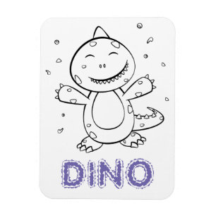 Ímã Dinossauro - animal esboçado da arte em preto & n