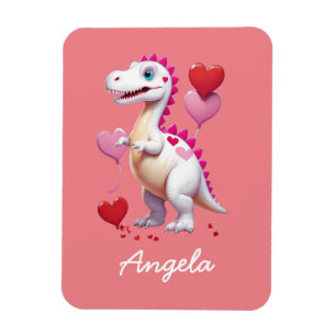 Ímã Dinossauro branco de Dia de os namorados