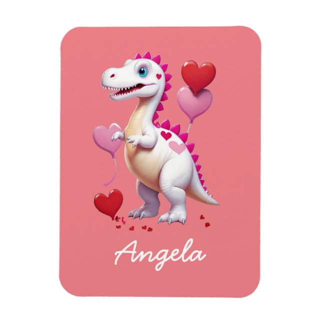Ímã Dinossauro branco de Dia de os namorados (Vertical)