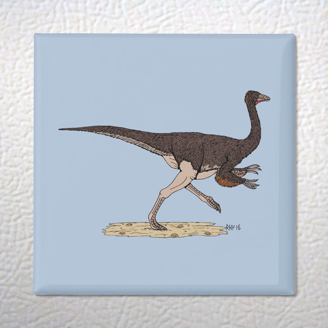 Imã Dinossauro Cretáceo Ornithomimus (Cretaceous Dinosaur Ornithomimus Magnet on White Fridge)