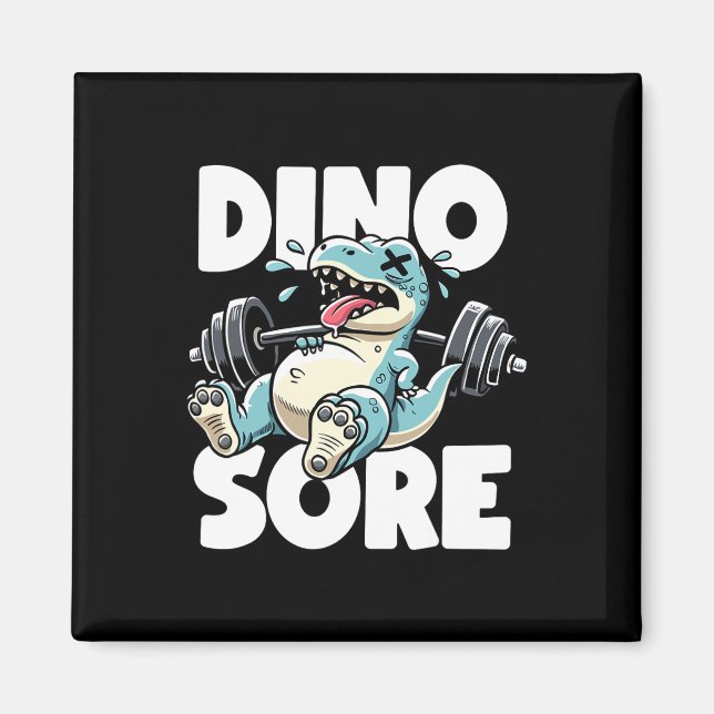 Imã Dinossauro de academia engraçado levantando peso A (Frente)