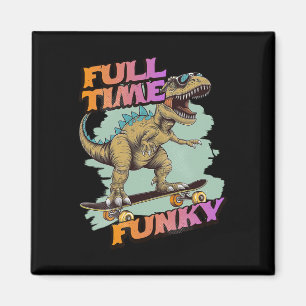 Imã Dinossauro de skate funky engraçado em tempo integ