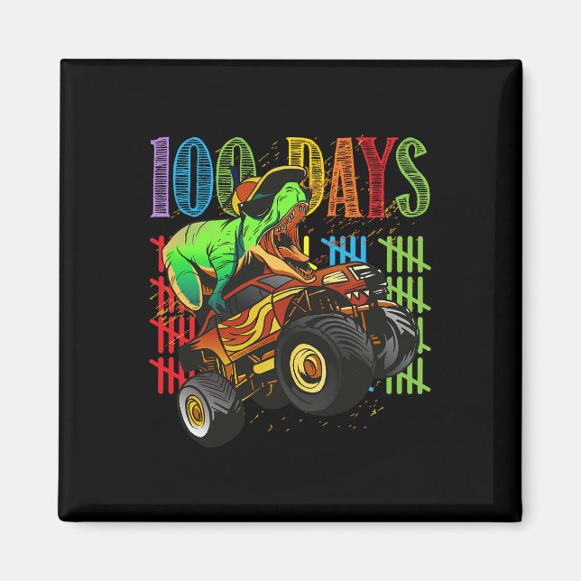 Imã Dinossauro Dirigindo Um Caminhão Monstro 100 Dias  (Frente)