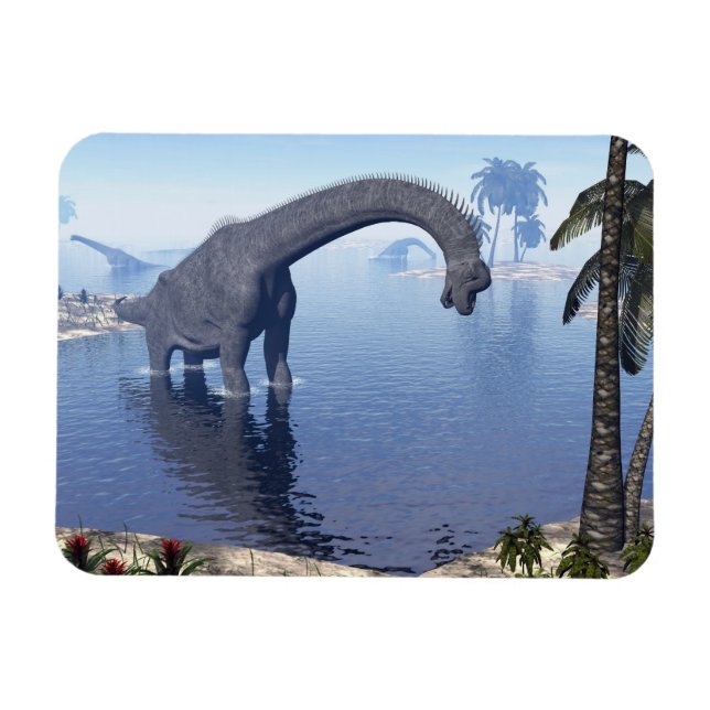 Ímã Dinossauro do Brachiossauro na água - renderização (Horizontal)
