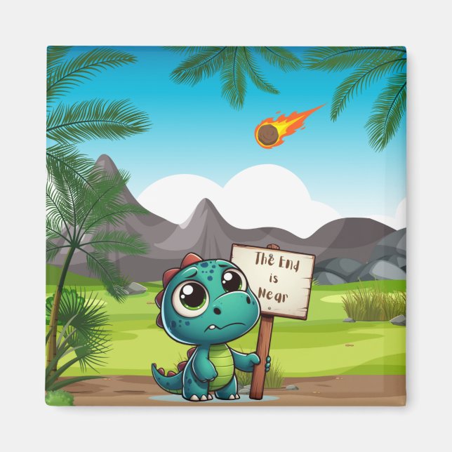 Imã dinossauro fofo, engraçado (Frente)