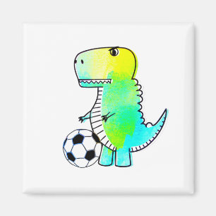 Imã Dinossauro Gelado Adora Futebol Aquarela