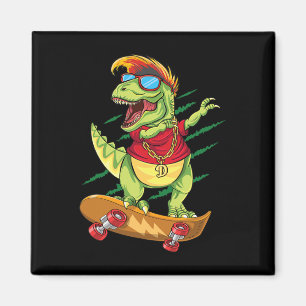 Imã Dinossauro Legal de Skate Skater Dabbing T Rex S