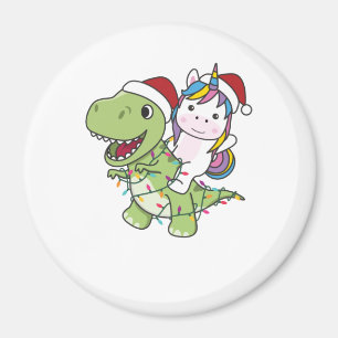 Imã Dinossauro Natal Unicórnio Winter T-Rex Dino