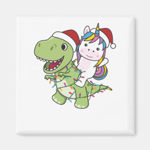 Imã Dinossauro Natal Unicórnio Winter T-Rex Dino
