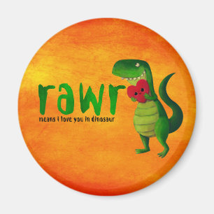 Imã Dinossauro romântico de RAWR T-rex