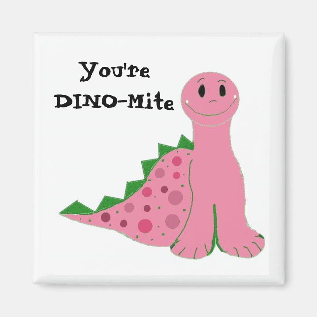 Imã Dinossauro Rosa Fofo (Frente)