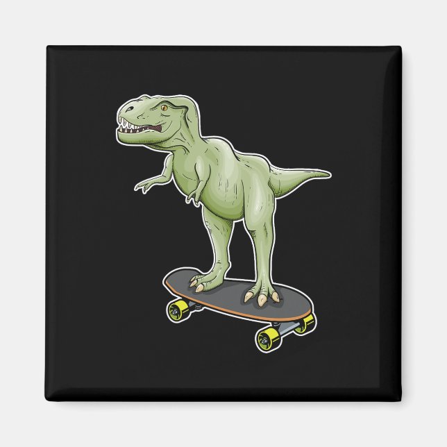 Imã Dinossauro Skate T-rex Dino Dinossauro  (Frente)