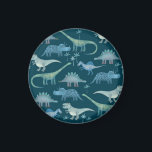 Imã Dinossauro Verde<br><div class="desc">Muitos pequenos dinossauros num fundo verde profundo. Perfeito para paleontólogos. Arte original de Nic Squirrell.</div>