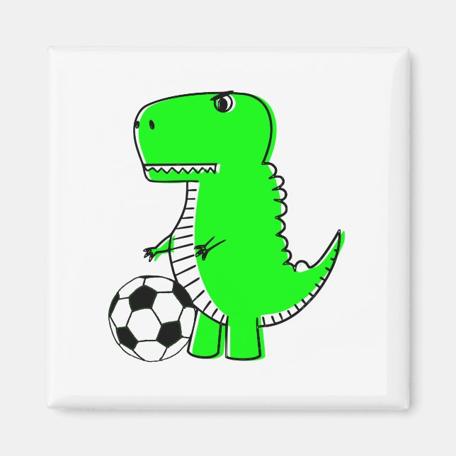 Imã Dinossauro Verde Adora Futebol (Frente)