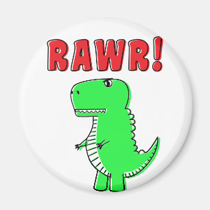 Imã Dinossauro Verde Bastante E Irritado Do Cartoon T-