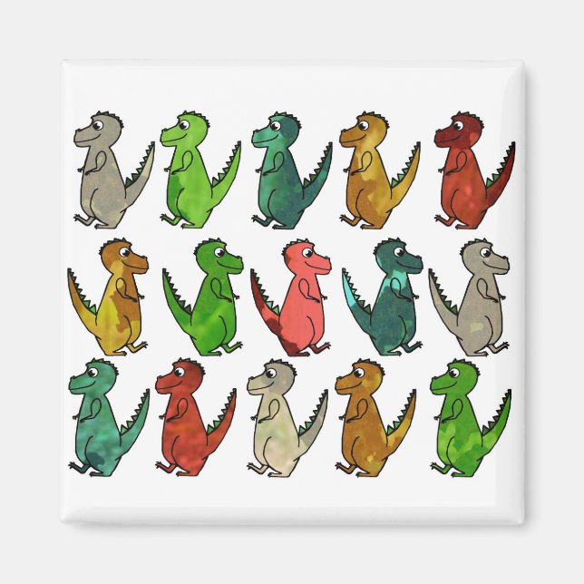 Imã Dinossauros Cons Coloridos (Frente)