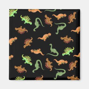 Imã Dinossauros Fofos em Fundo Preto