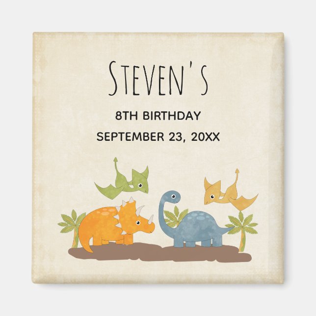 Imã Dinossauros Fofos Vida Selvagem Pré-Histórica (Frente)