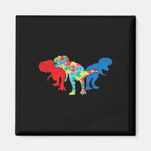 Imã Dinossauros T-Rex Quebra-cabeça Dino Autismo Consc