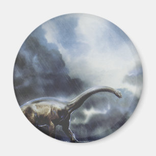 Imã Dinossauros Vintage, Barapasaurus com Nuvens de Te