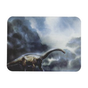 Ímã Dinossauros Vintage, Barapasaurus com Nuvens de Te