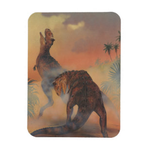 Ímã Dinossauros Vintage, Carnotaurus Raring na Selva