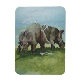 Ímã Dinossauros Vintage, Centrosaurus Grazing em Prado
