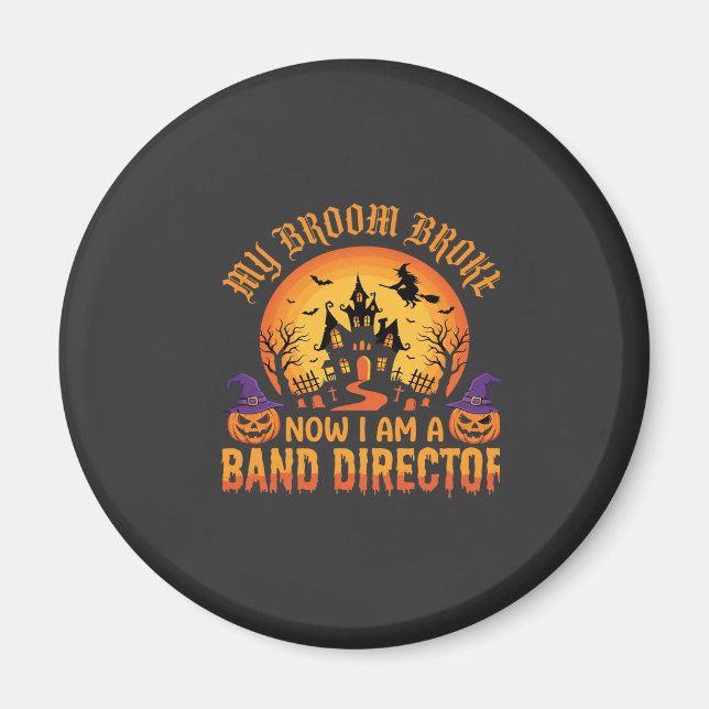 Imã Diretor de Banda de Halloween Vassoura de Bruxa Ca (Frente)