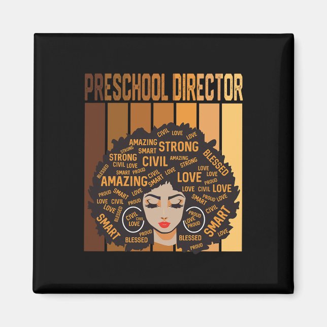Imã Diretor de Pré-Escola Afro Afro-Americano Negro Se (Frente)